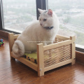 Washable Wood Rattan Cat Bed With Four Legs